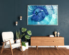 Abstract Blue Circles Glass Wall Art, custom glass pictures, glass art prints