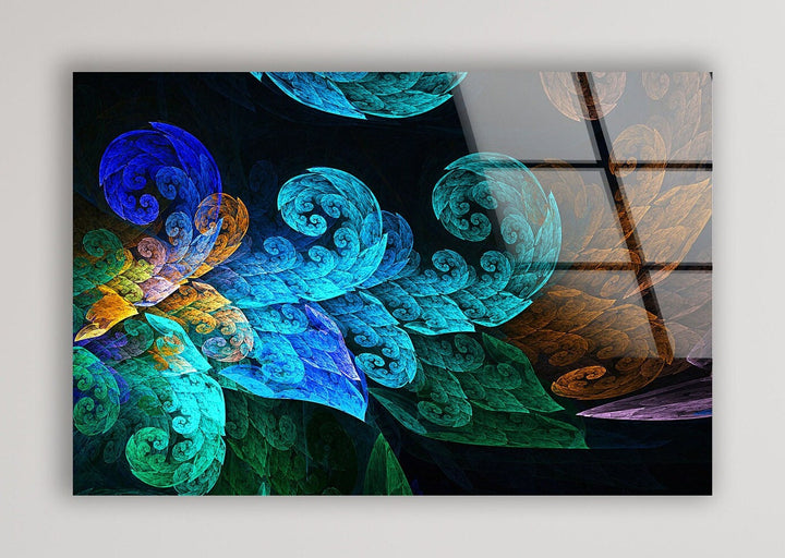 Fractal Feathers Glass Wall Art, picture on glass wall art, photos printed on glass