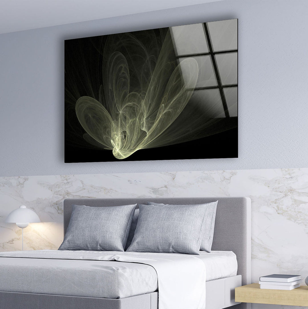 Fractal Xray Flower Glass Wall Art, custom glass pictures, glass art prints