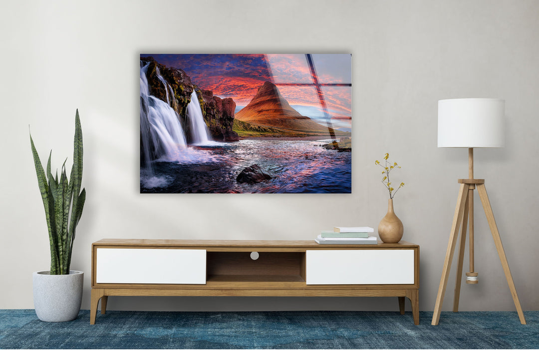 Kirkjufell Mountain Glass Wall Art picture on glass wall art, photos printed on glass