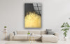 Golden Black Abstract Glass Wall Art, glass pictures for Wall, glass prints wall art