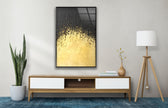 Golden Black Abstract Glass Wall Art, photo print on glass, prints on glass wall art