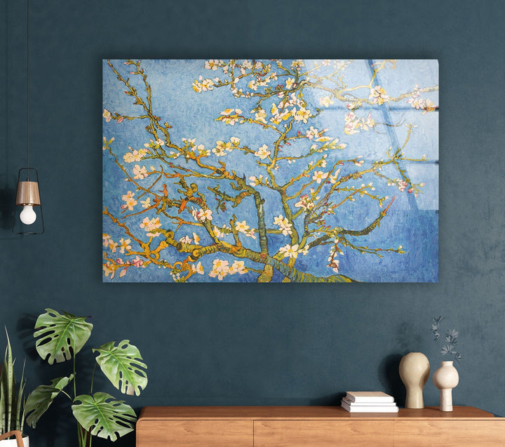 Almond Blossom by Vincent Van Gogh Glass Wall Art, custom glass pictures, glass art prints