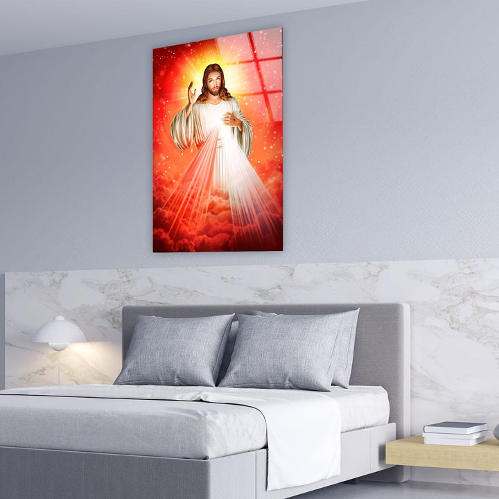 Red Jesus Christ Glass Wall Art & Decor