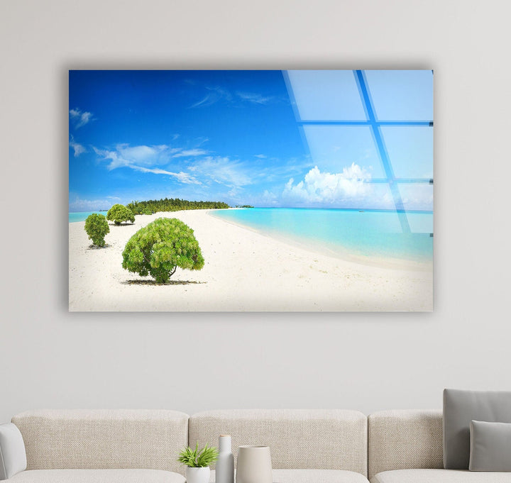 Beach Blue Sea Landscape Glass Wall Art custom glass photo prints, large glass prints