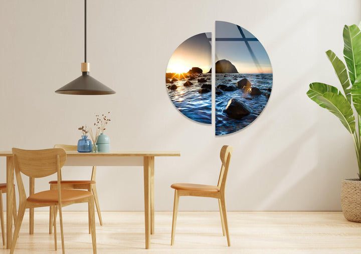 Round 2 Piece Sea Landscape Glass Wall Art art glass wall art, glass wall art pictures
