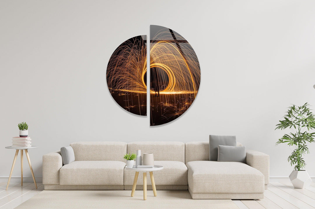 Round 2 Piece Spinning Ring Glass Wall Art custom glass photo prints, large glass prints
