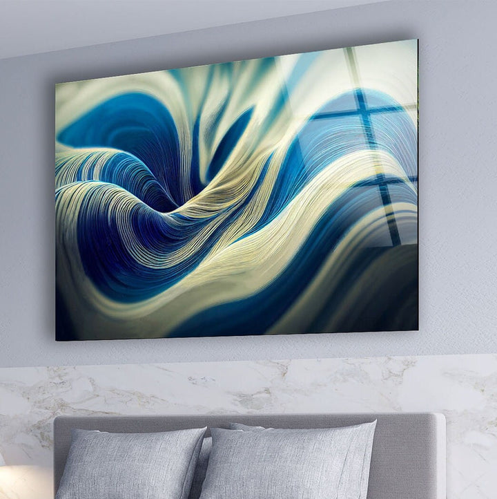 Blue Dream Waves Abstract Glass Wall Art custom glass pictures, glass art prints