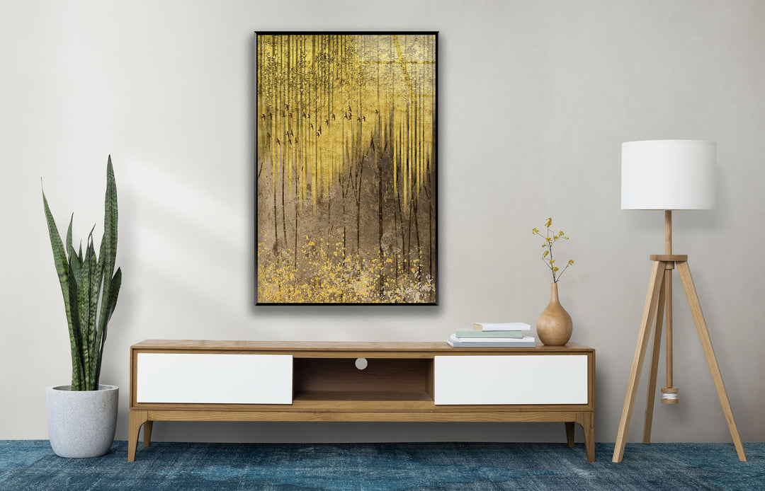 Golden Forest Glass Wall Art, print on glass, glass printed photos