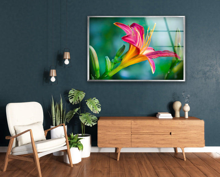 Lilies Closeup Flower Glass Wall Art, glass image printing, glass prints from photos