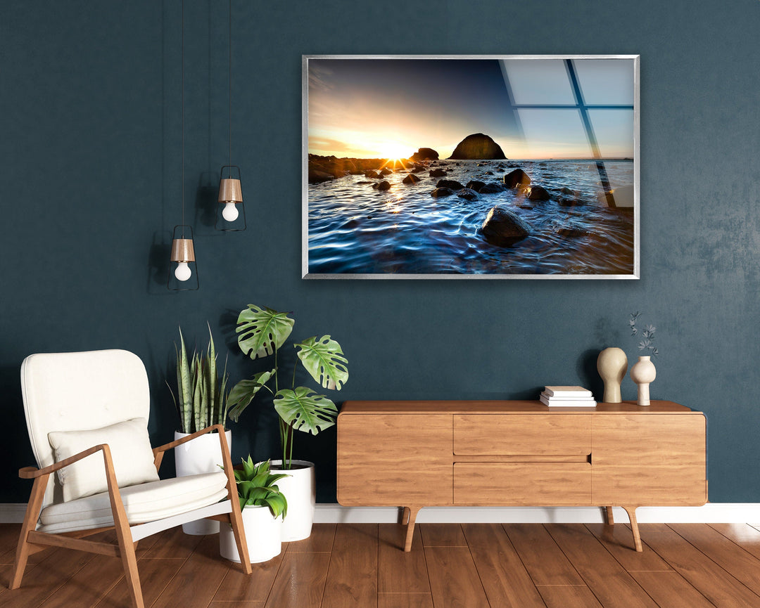 Rocky Shore Landscape Glass Wall Art Glass Printing Wall Art, Print photos on glass