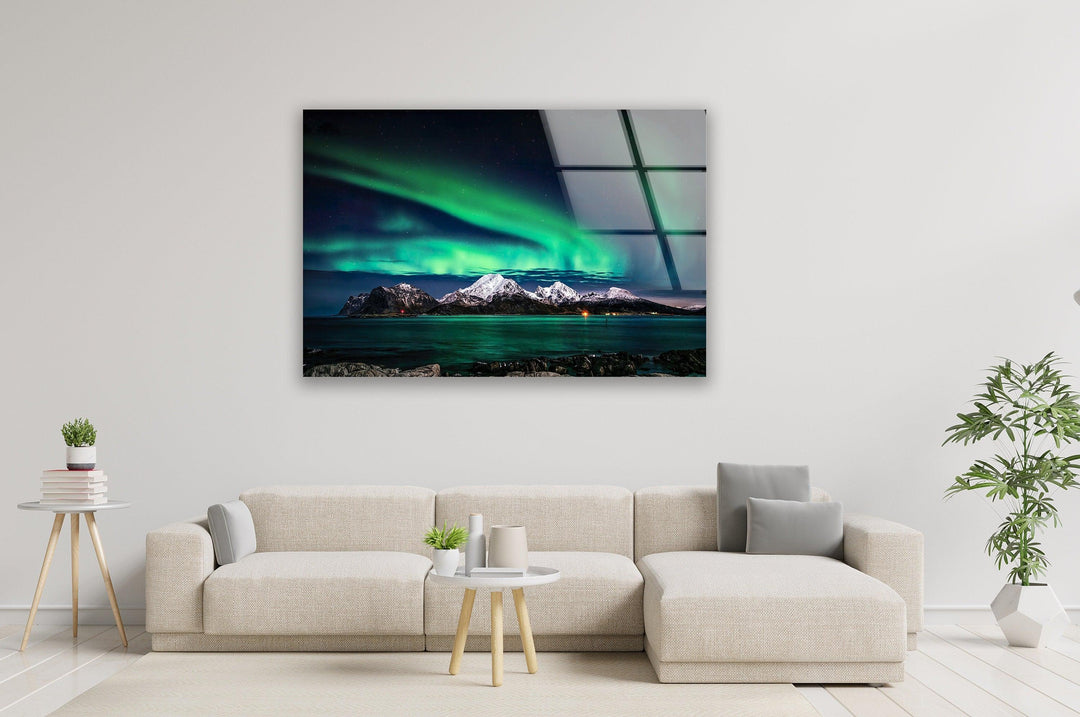 Northen Lights in Iceland Glass Wall Art large glass photo prints, glass wall photos