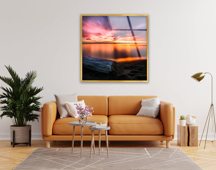 Sunset Golden & Wood Glass Wall Art art glass wall art, glass wall art pictures