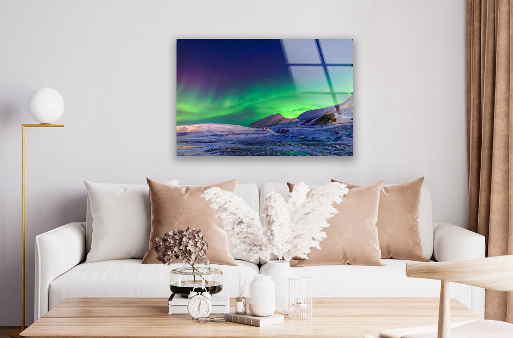 Aurora Borealis Neon Glass Wall Art glass wall decor, glass wall art decor