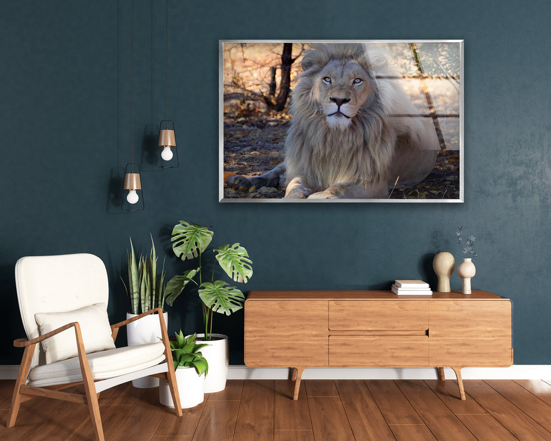 Barbary Lion Glass Wall Art             glass wall decor, glass wall art decor