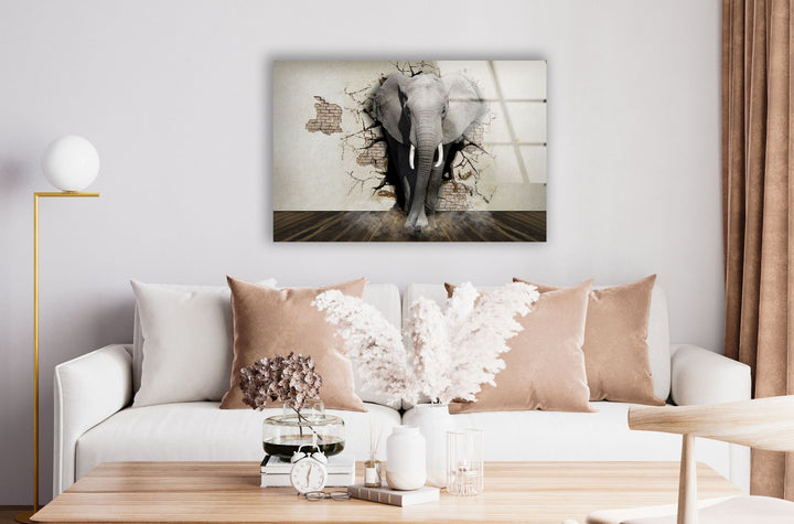 3D Elephant Art Glass Wall Art custom glass pictures, glass art prints