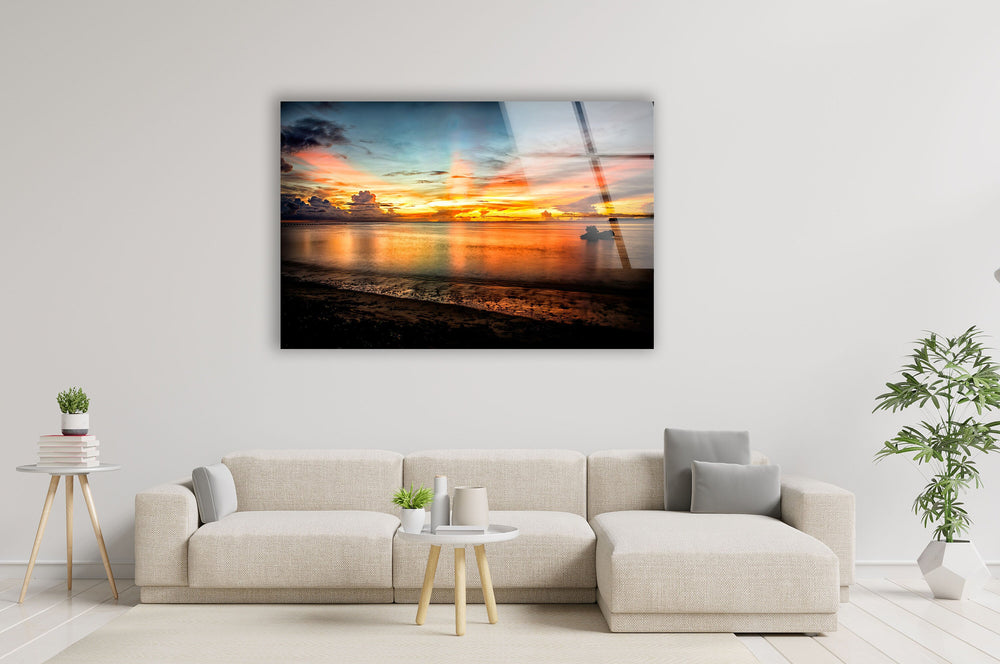 Sunset Orange Landscape Glass Wall Art large glass photo prints, glass wall photos