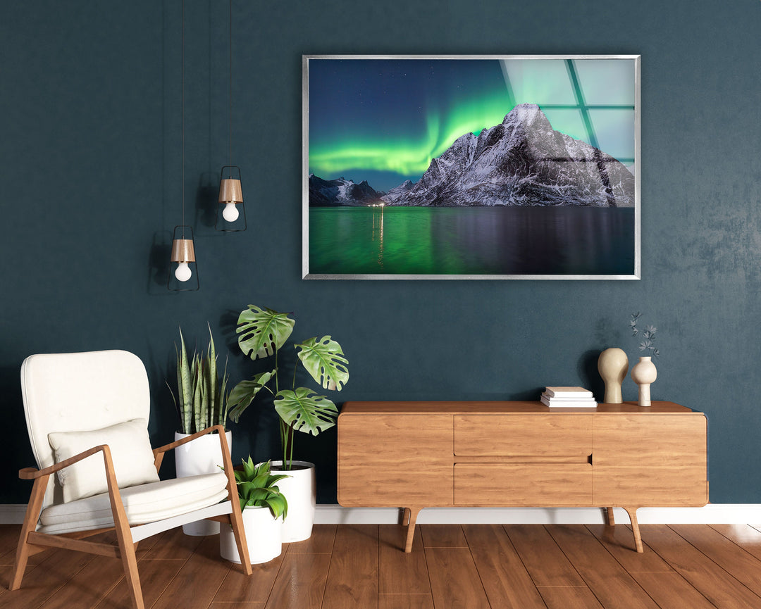 Northen Lights Glass Wall Art print on glass, glass printed photos