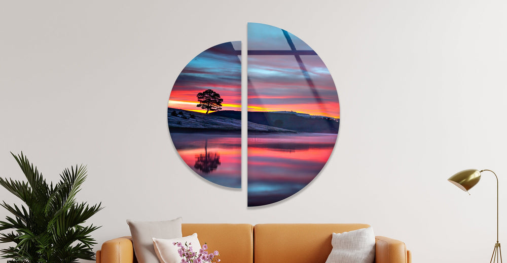 2 Piece Sunset Landscape Glass Wall Art art glass wall art, glass wall art pictures
