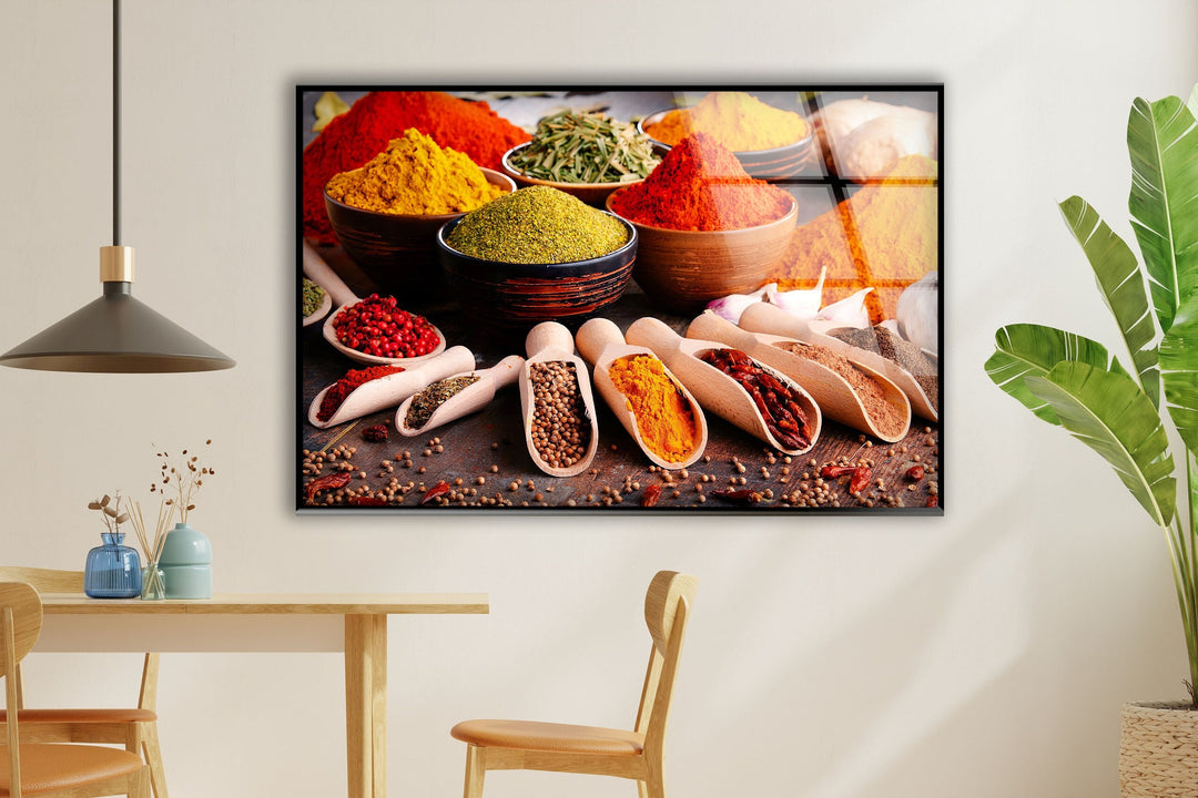 Vivid Spices Glass Wall Art, photo print on glass, prints on glass wall art