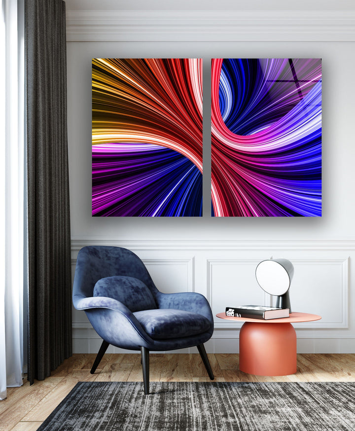 Neon Colors Swirl Abstract Glass Wall Art, photo print on glass, prints on glass wall art