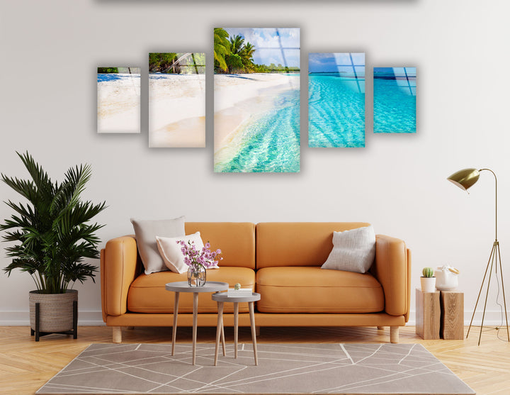 Maldives Tropical Beach Landscape Glass Wall Art, glass photo prints, glass picture prints