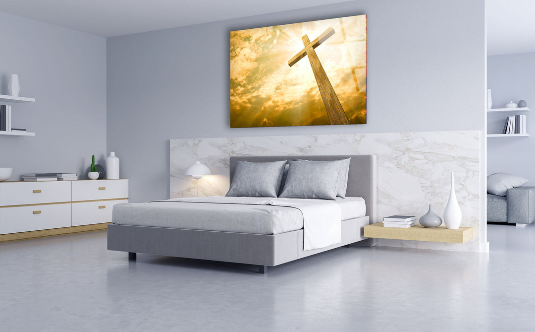 Yellow Christian Jesus Cross Glass Wall Art & Decor Ideas