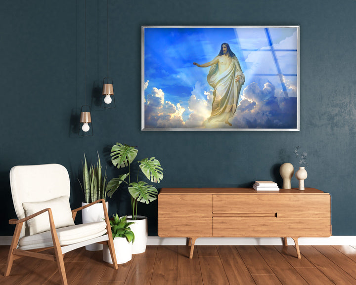 Blue Christian Jesus Cross Glass Art Pictures Online