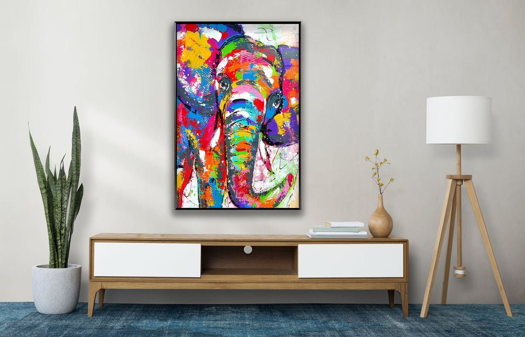 Colored Elephant Art Glass Wall Art glass image printing, glass prints from photos