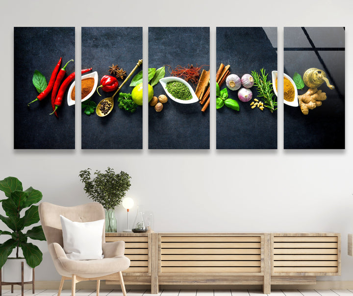 Spice & Kitchen Herbs Glass Wall Art, glass photo prints, glass picture prints