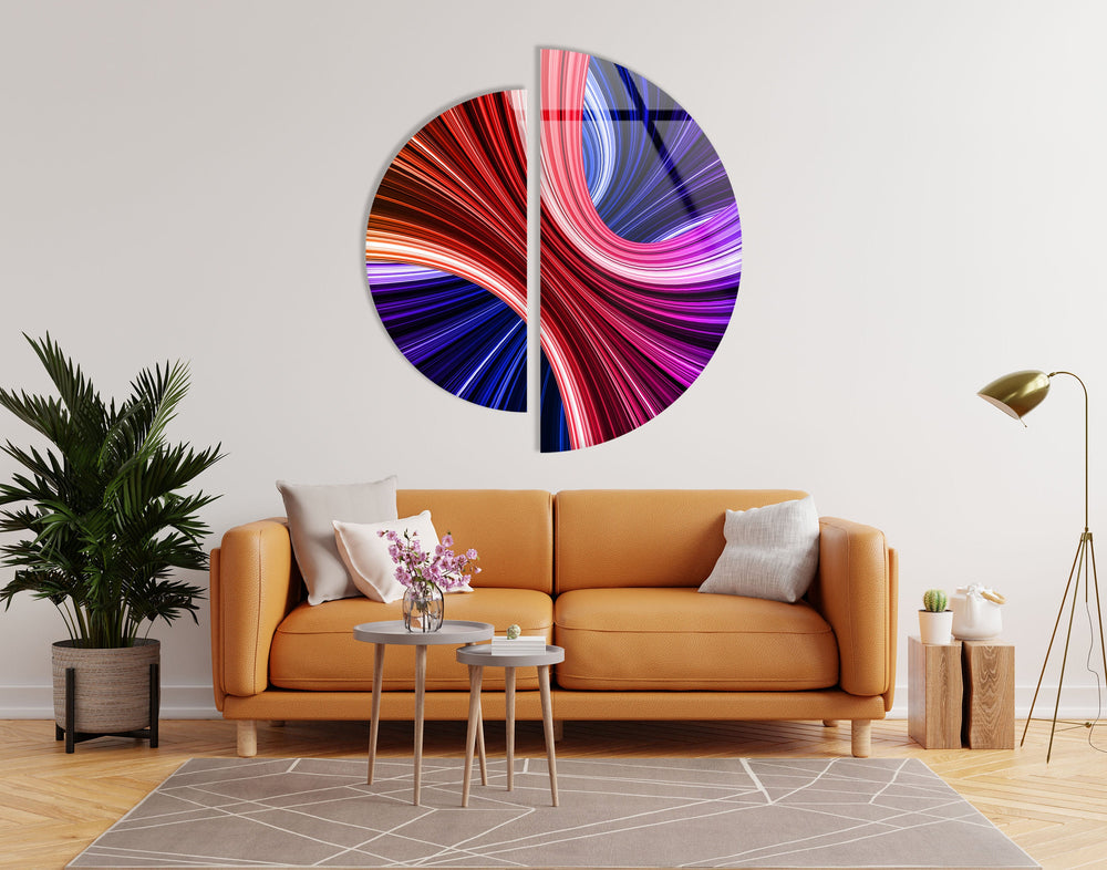 Round 2 Piece Pink & Red Abstract Glass Wall Art art glass wall art, glass wall art pictures
