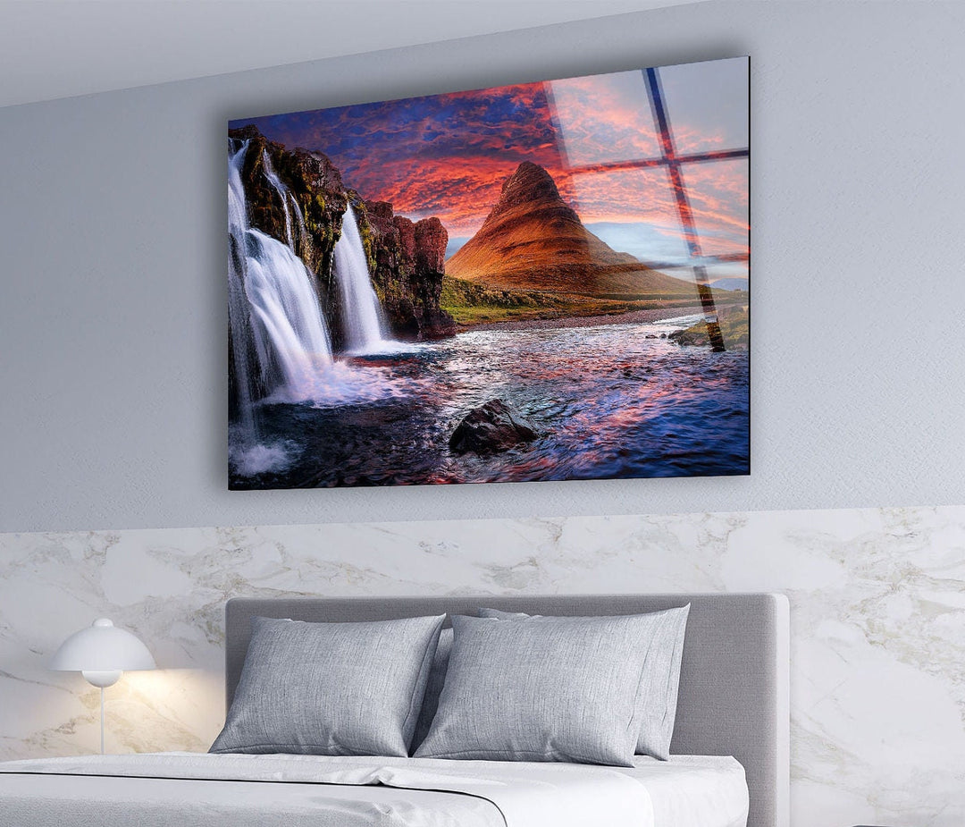 Kirkjufell Mountain Glass Wall Art glass art painting, glass art for the Wall