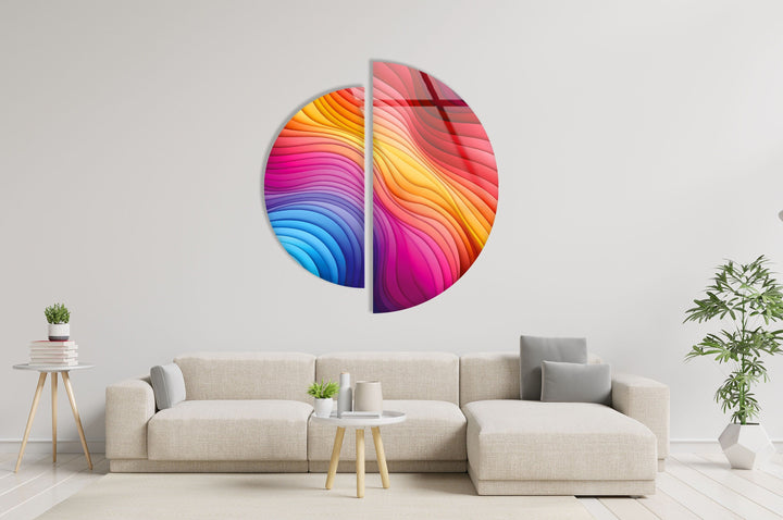 Round 2 Piece Colored Abstract Glass Wall Art glass image printing, glass prints from photos
