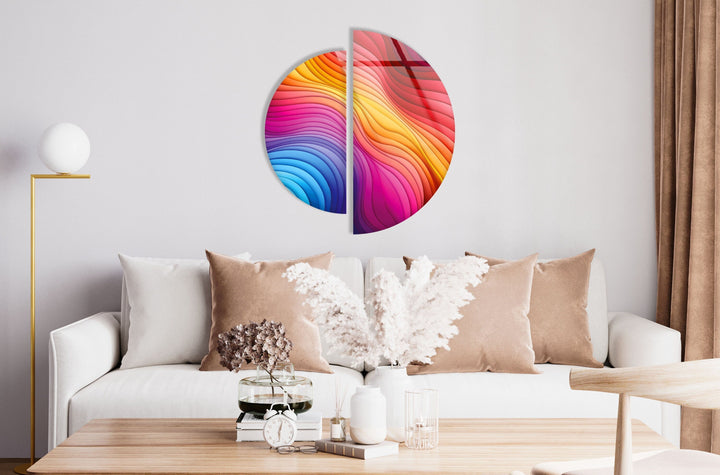 Round 2 Piece Colored Abstract Glass Wall Art photo print on glass, prints on glass wall art
