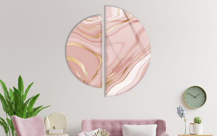 Pink Marble Gold Alcohol Ink Glass Wall Art glass wall decor, glass wall art decor
