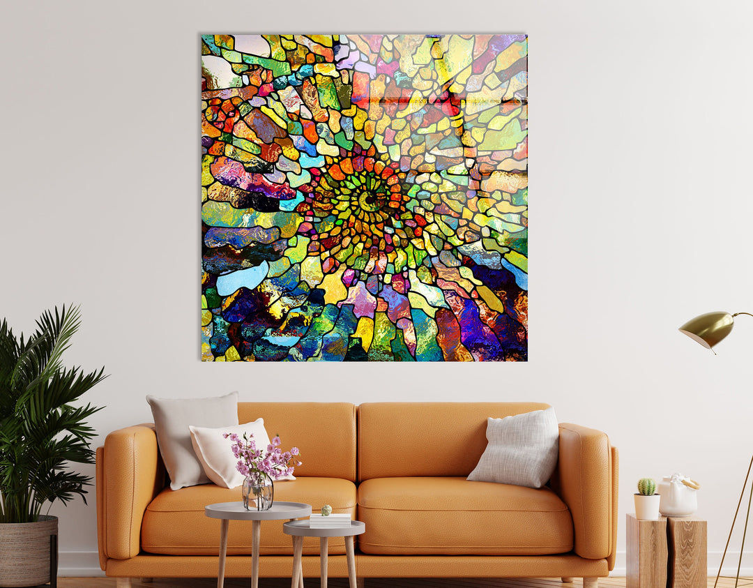 Stained Colored Glass Wall Art print picture on glass, Tempered Glass Wall Art