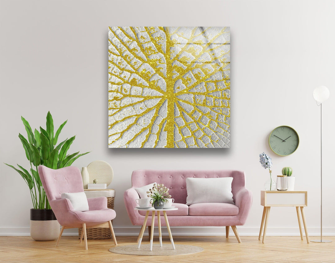 Glitter Golden Tree Glass Wall Art, Glass Art, Glass Prints