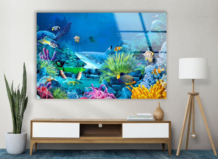 Tropical Aquarium Glass Wall Art custom glass pictures, glass art prints