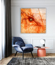 Orange Marbled Glass Wall Art, glass art painting, glass art for the Wall