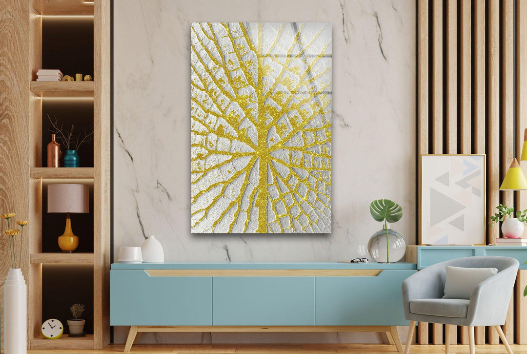 Glitter Golden Tree Glass Wall Art, glass art painting, glass art for the WallGlitter Golden Tree Glass Wall Art