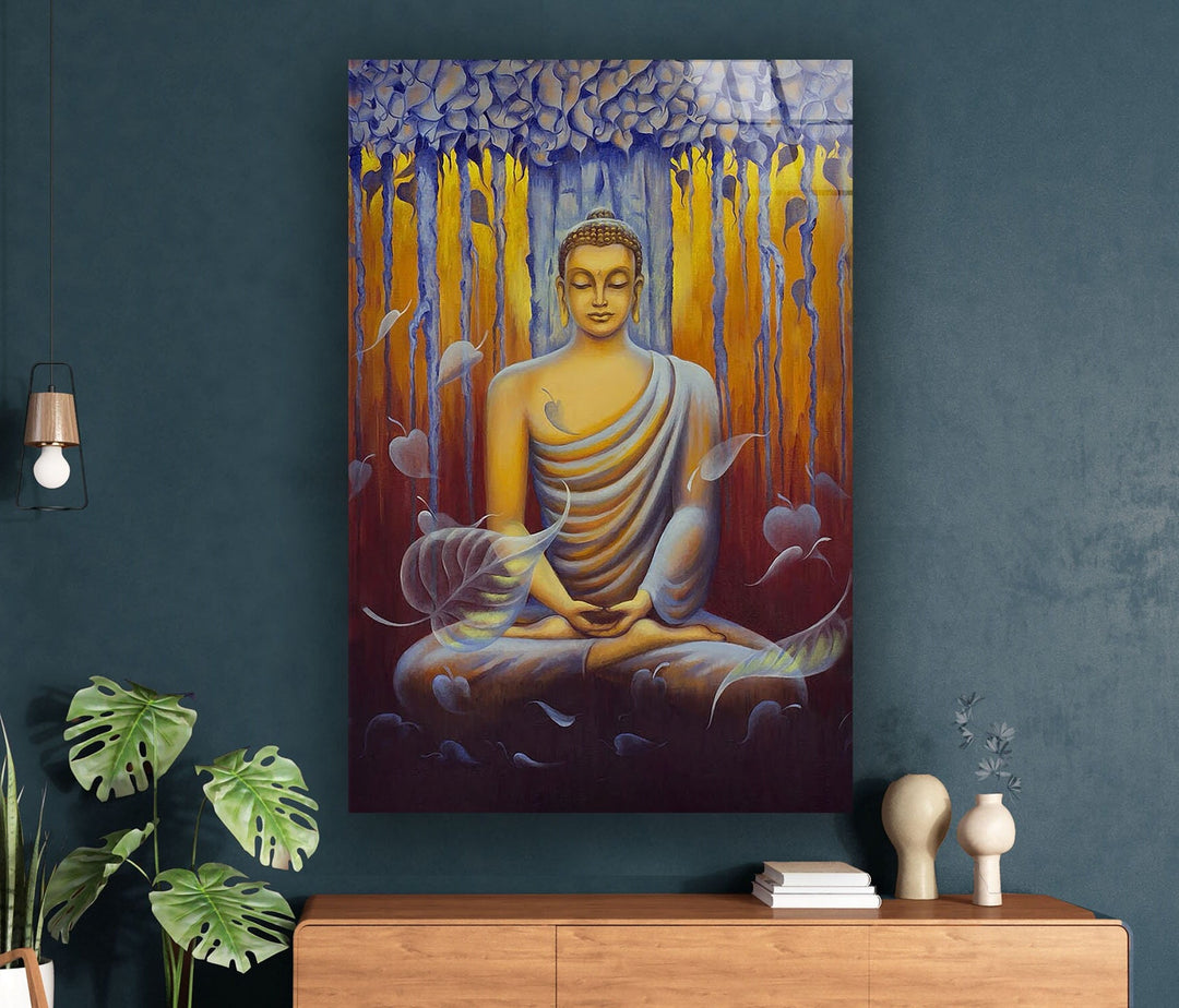 Buddha Painting Glass Wall Decor | Glass Art Paintings