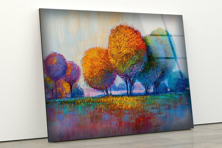 Colorful Trees Tempered Glass Wall Art - MyPhotoStation