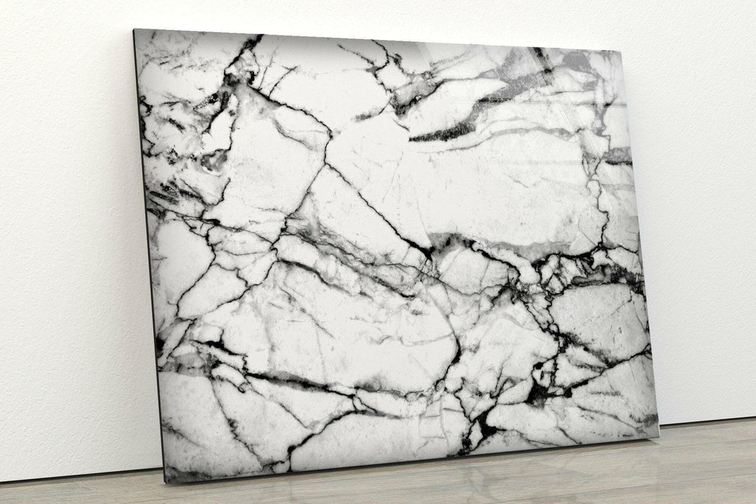 White and Black Marble High-Quality Glass Photo Prints Decor