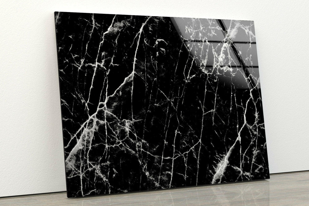 Black Marble with White Veins glass wall art Impressive Large Glass Photo Prints