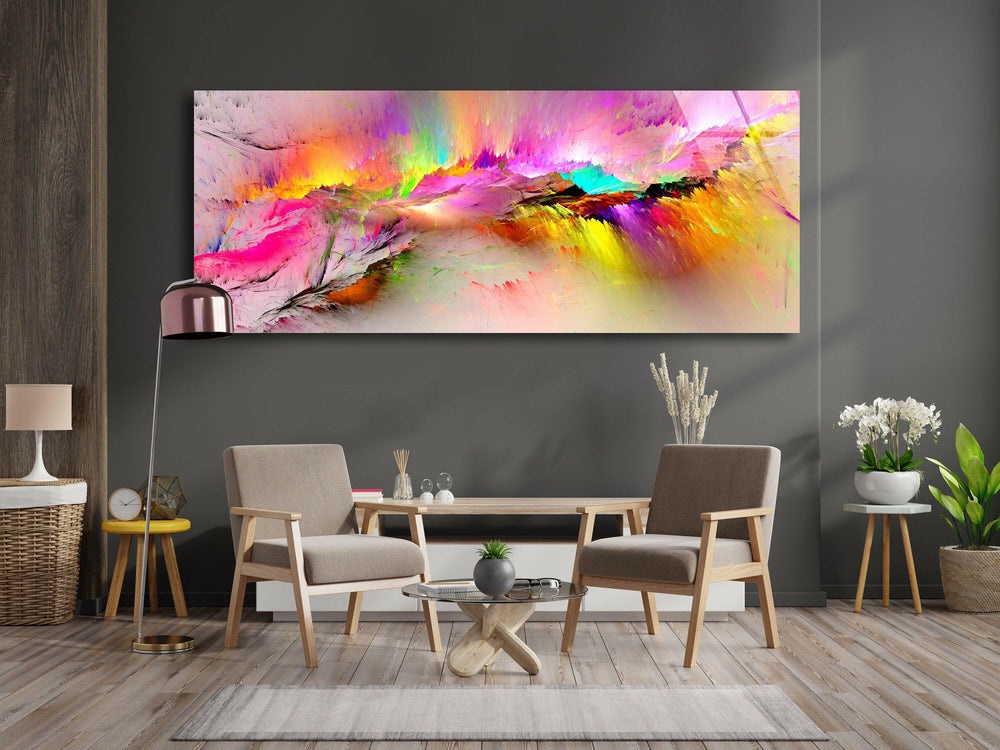 Pink Color Splash Abstract Glass Wall Art, glass photo prints, glass picture prints