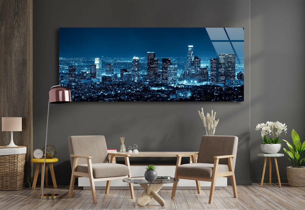 Los Angeles City Landscape Glass Wall Art, print picture on glass, Tempered Glass Wall Art