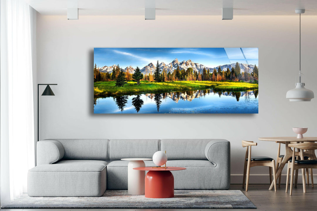 Grand Teton Lake&Nature Landscape Glass Wall Art, print on glass, glass printed photos