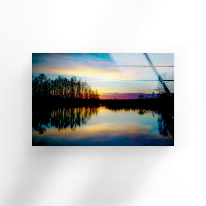 Sunset Near Lake Glass Wall Art Glass Printing Wall Art, Print photos on glass