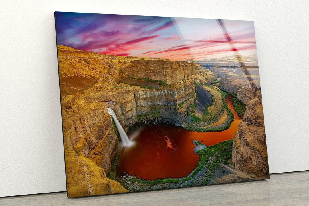 Washington Palouse Falls Glass Wall Art print picture on glass, Tempered Glass Wall Art