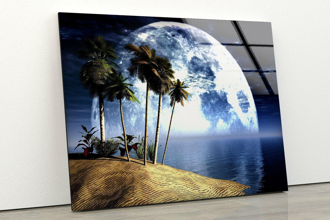 Fantastic Moon Landscape Glass Wall Art picture on glass wall art, photos printed on glass